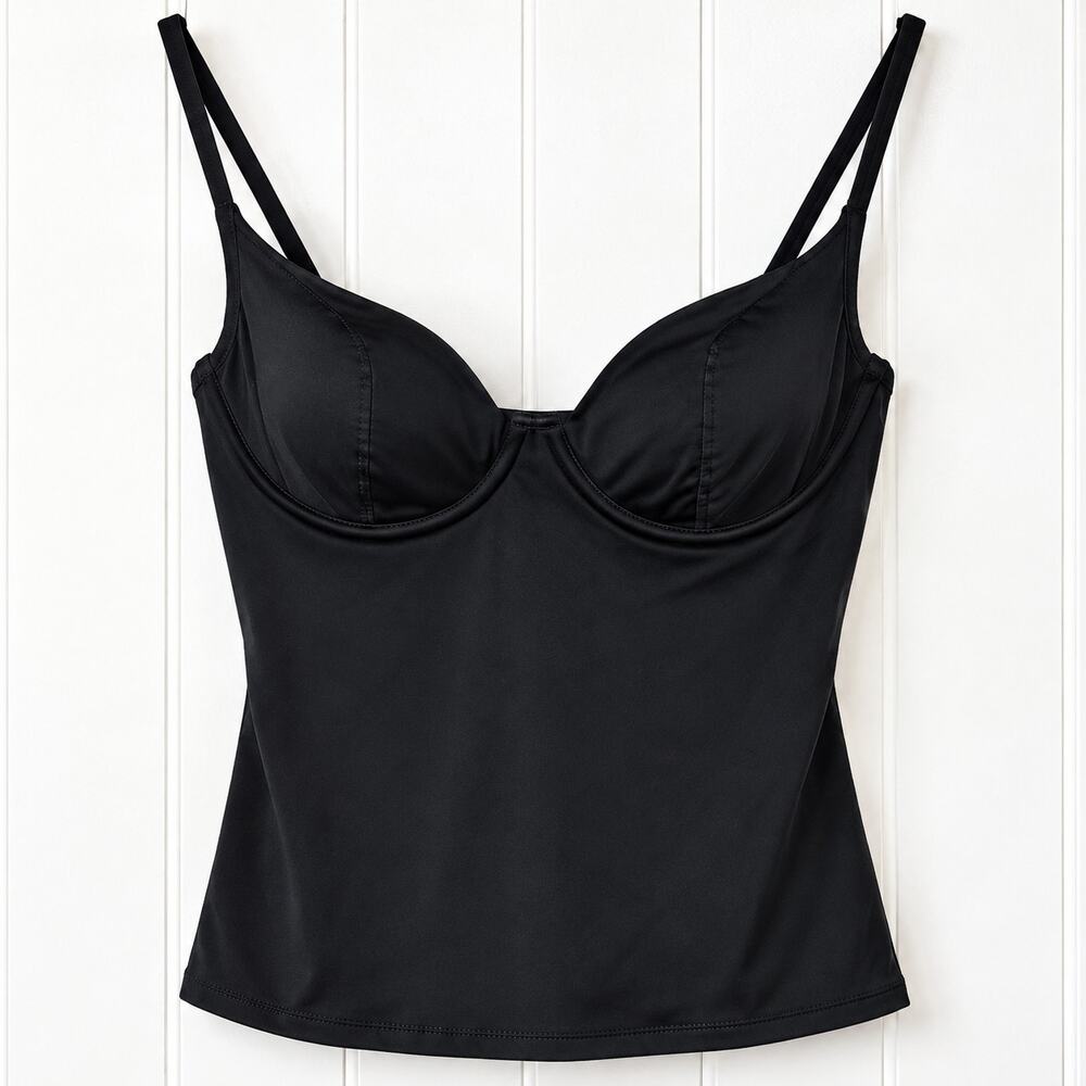 Andie The Sicily Tankini Top Black Underwire Swim Top Size S NWT